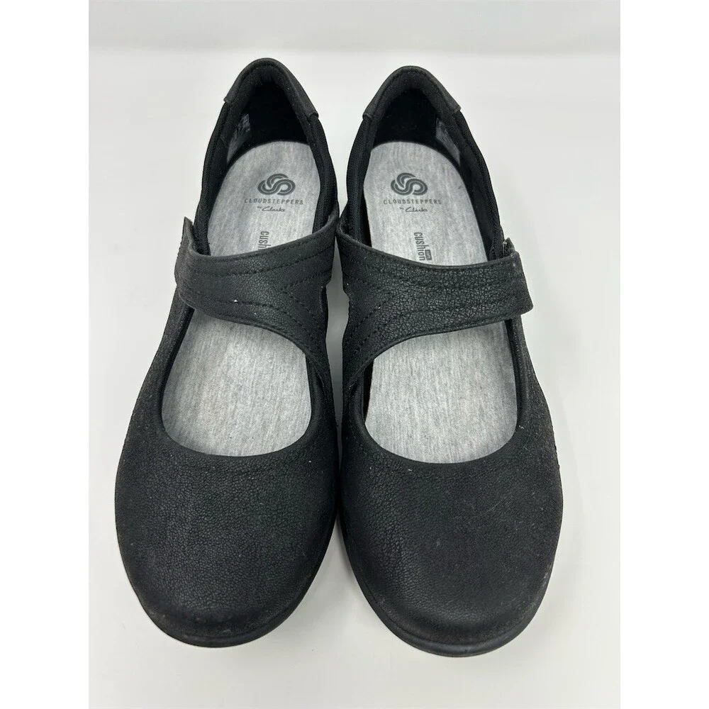 Clarks Cloudsteppers Sillian Bella Womens Mary Jane Flats Black Size 9.5 Wide